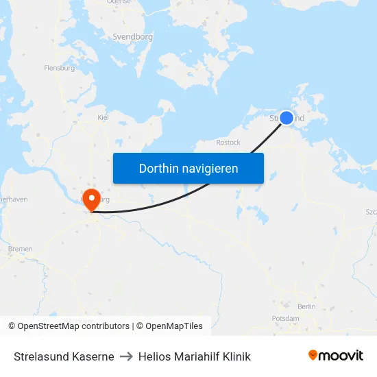 Strelasund Kaserne to Helios Mariahilf Klinik map