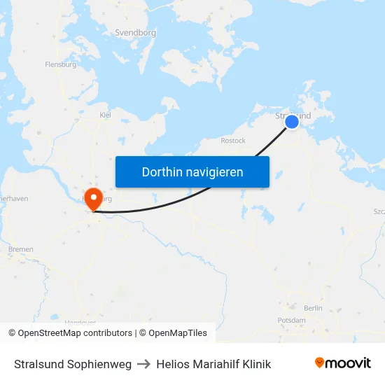 Stralsund Sophienweg to Helios Mariahilf Klinik map