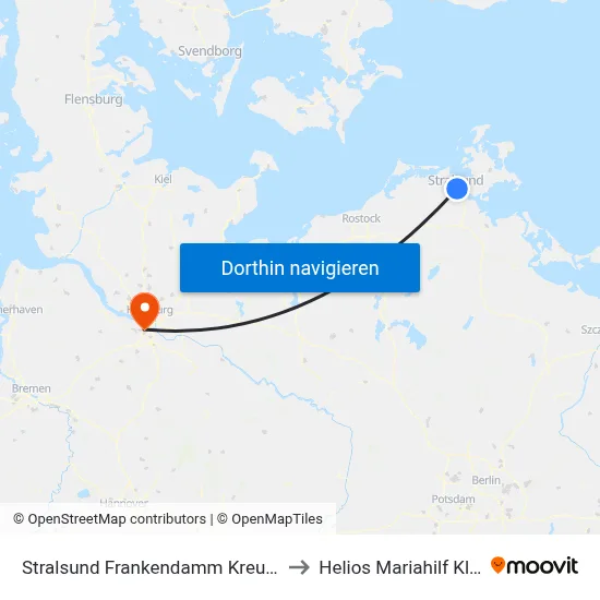 Stralsund Frankendamm Kreuzung to Helios Mariahilf Klinik map