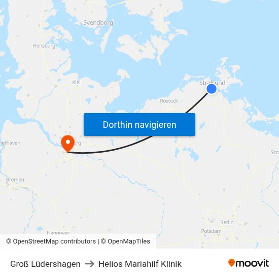 Groß Lüdershagen to Helios Mariahilf Klinik map