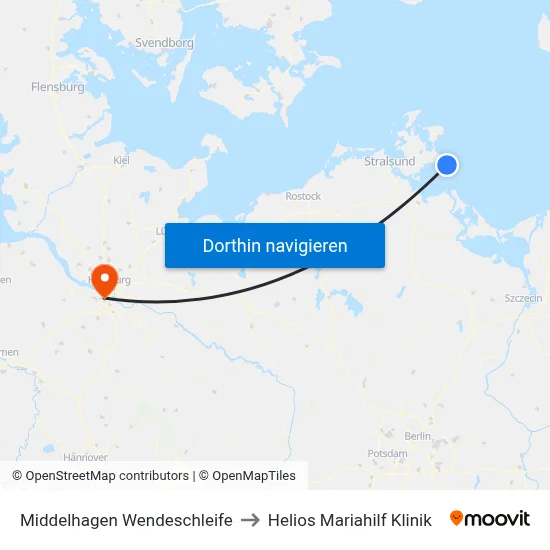 Middelhagen Wendeschleife to Helios Mariahilf Klinik map