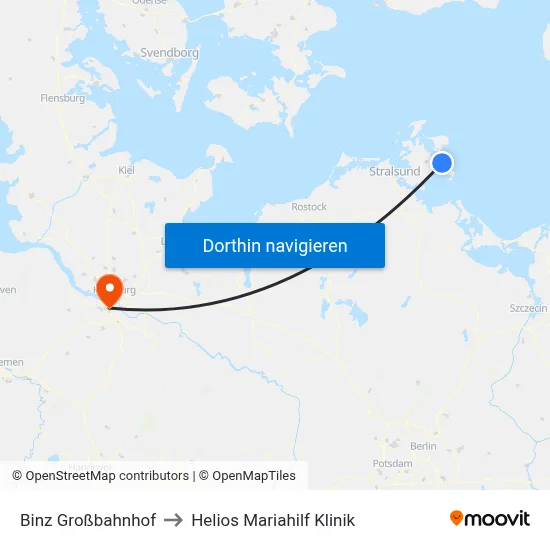 Binz Großbahnhof to Helios Mariahilf Klinik map