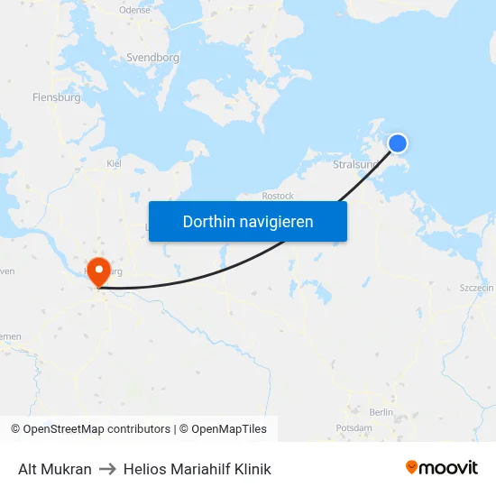 Alt Mukran to Helios Mariahilf Klinik map