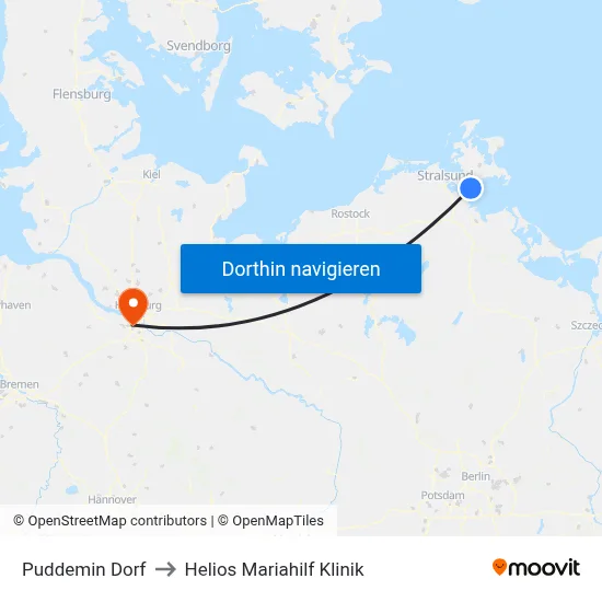 Puddemin Dorf to Helios Mariahilf Klinik map