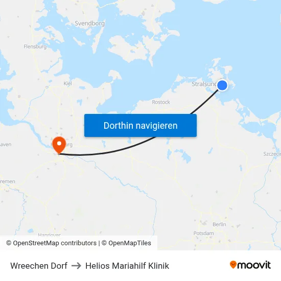 Wreechen Dorf to Helios Mariahilf Klinik map