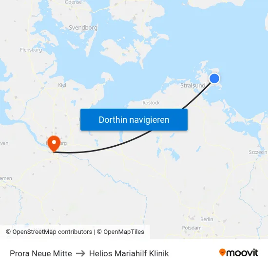 Prora Neue Mitte to Helios Mariahilf Klinik map