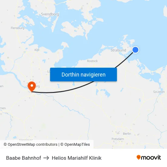 Baabe Bahnhof to Helios Mariahilf Klinik map