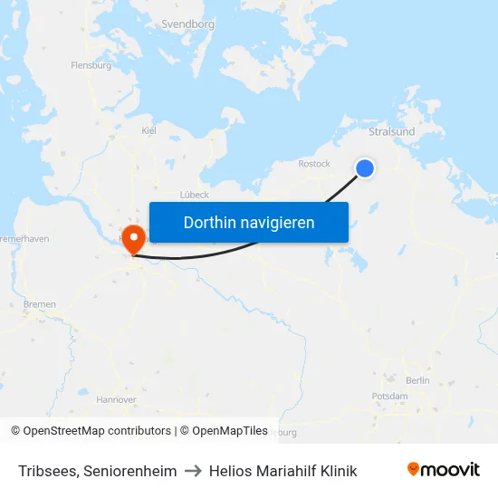 Tribsees, Seniorenheim to Helios Mariahilf Klinik map