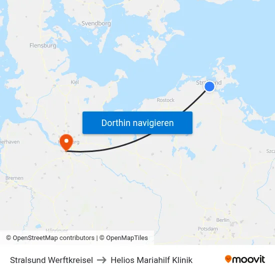 Stralsund Werftkreisel to Helios Mariahilf Klinik map