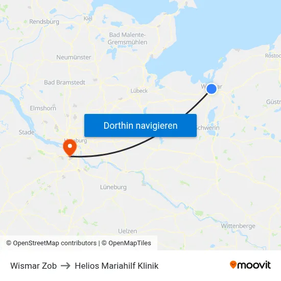 Wismar Zob to Helios Mariahilf Klinik map