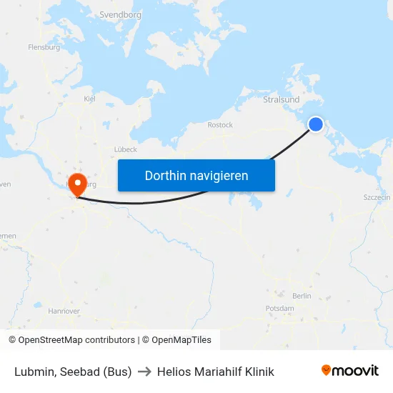 Lubmin, Seebad (Bus) to Helios Mariahilf Klinik map