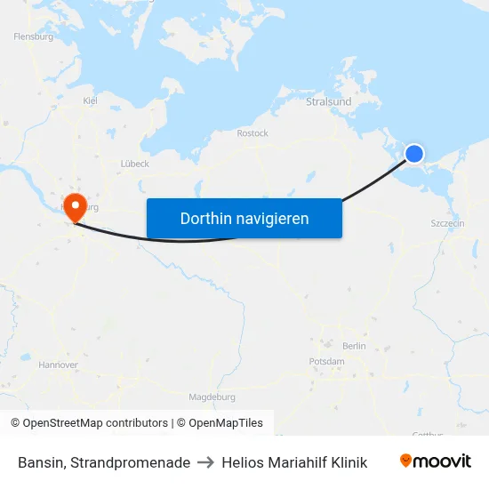 Bansin, Strandpromenade to Helios Mariahilf Klinik map