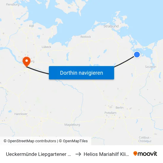 Ueckermünde Liepgartener Str. to Helios Mariahilf Klinik map