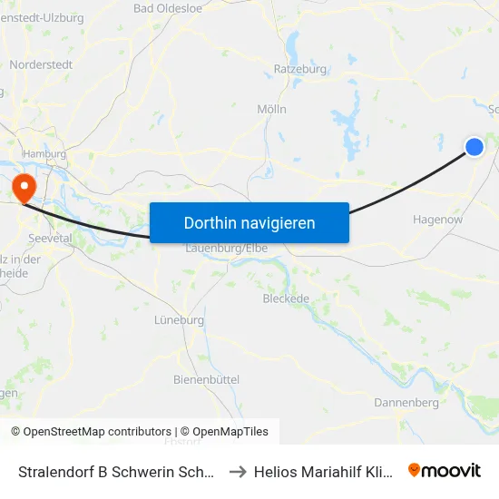 Stralendorf B Schwerin Schule to Helios Mariahilf Klinik map