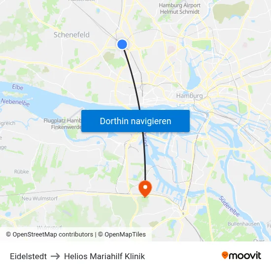Eidelstedt to Helios Mariahilf Klinik map