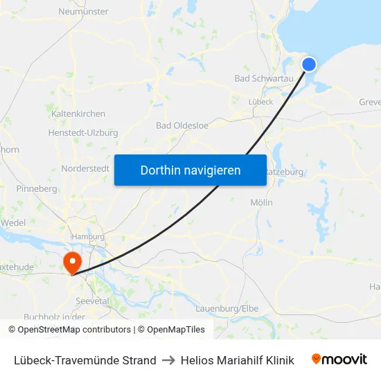 Lübeck-Travemünde Strand to Helios Mariahilf Klinik map