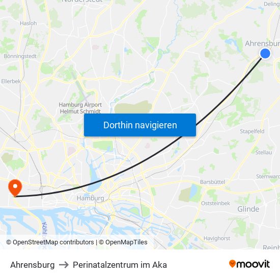 Ahrensburg to Perinatalzentrum im Aka map