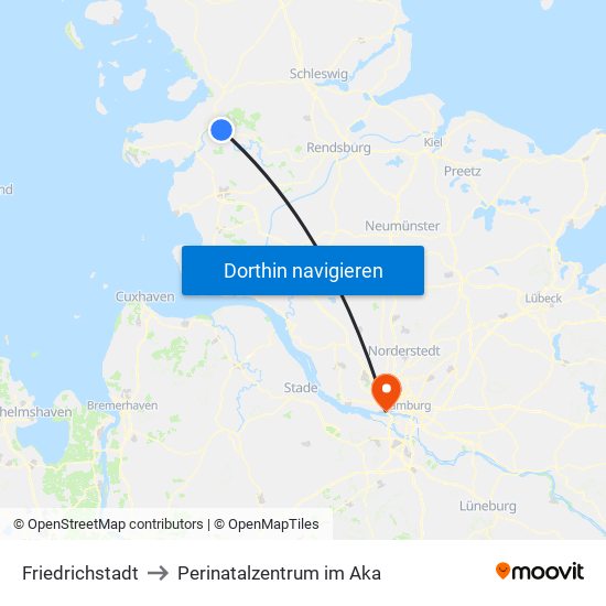 Friedrichstadt to Perinatalzentrum im Aka map