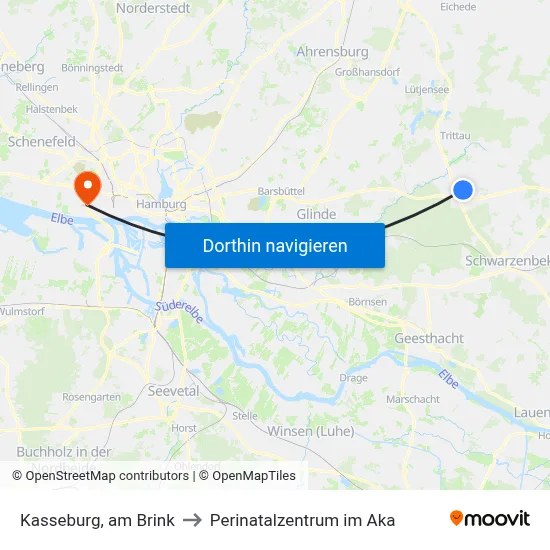 Kasseburg, am Brink to Perinatalzentrum im Aka map