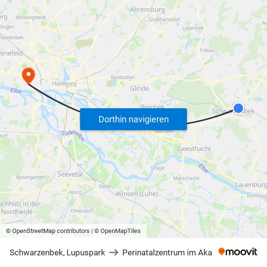 Schwarzenbek, Lupuspark to Perinatalzentrum im Aka map