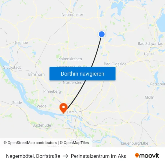Negernbötel, Dorfstraße to Perinatalzentrum im Aka map