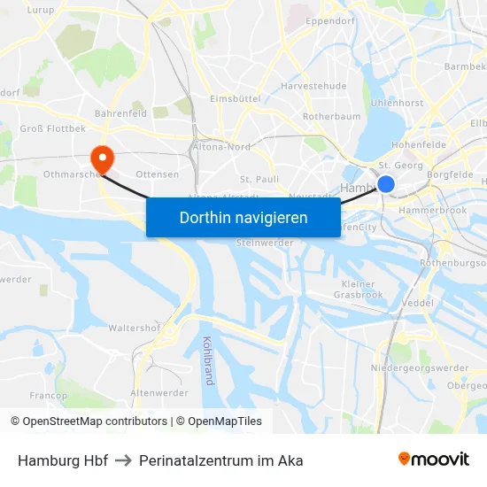 Hamburg Hbf to Perinatalzentrum im Aka map