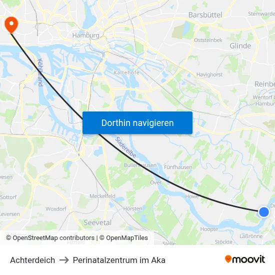 Achterdeich to Perinatalzentrum im Aka map