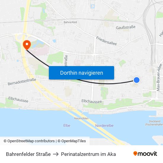 Bahrenfelder Straße to Perinatalzentrum im Aka map
