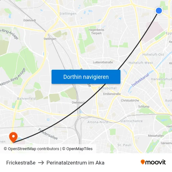 Frickestraße to Perinatalzentrum im Aka map