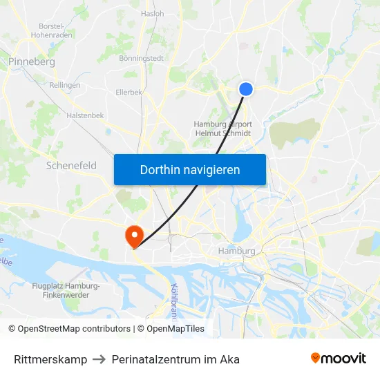 Rittmerskamp to Perinatalzentrum im Aka map