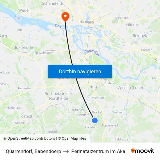 Quarrendorf, Babendoerp to Perinatalzentrum im Aka map