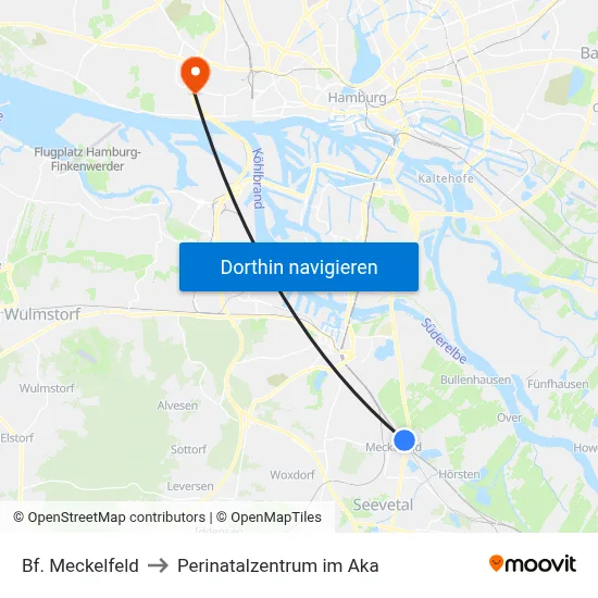 Bf. Meckelfeld to Perinatalzentrum im Aka map
