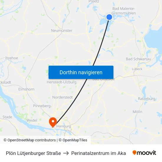 Plön Lütjenburger Straße to Perinatalzentrum im Aka map