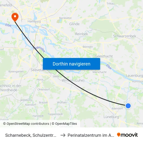 Scharnebeck, Schulzentrum to Perinatalzentrum im Aka map