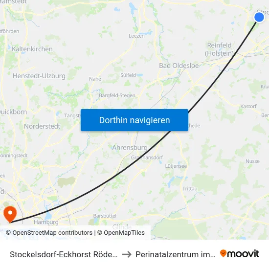 Stockelsdorf-Eckhorst Rödenweg to Perinatalzentrum im Aka map