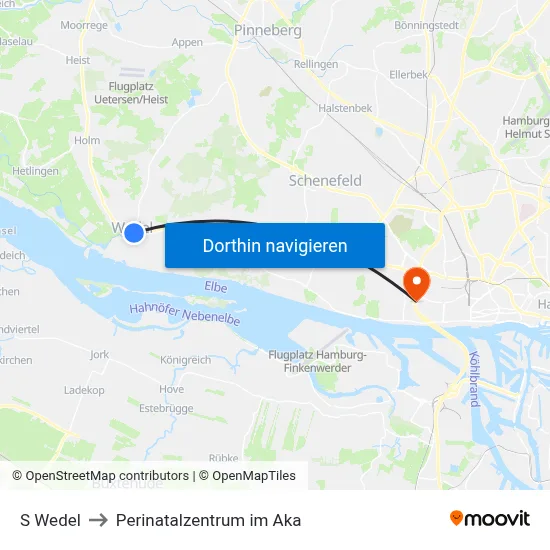 S Wedel to Perinatalzentrum im Aka map