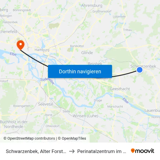 Schwarzenbek, Alter Forsthof to Perinatalzentrum im Aka map