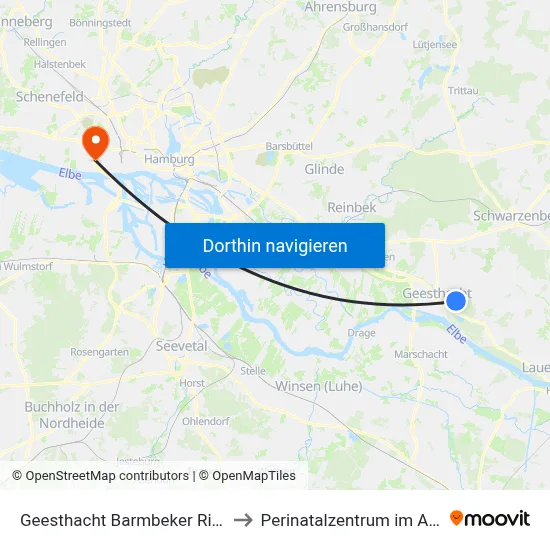 Geesthacht Barmbeker Ring to Perinatalzentrum im Aka map