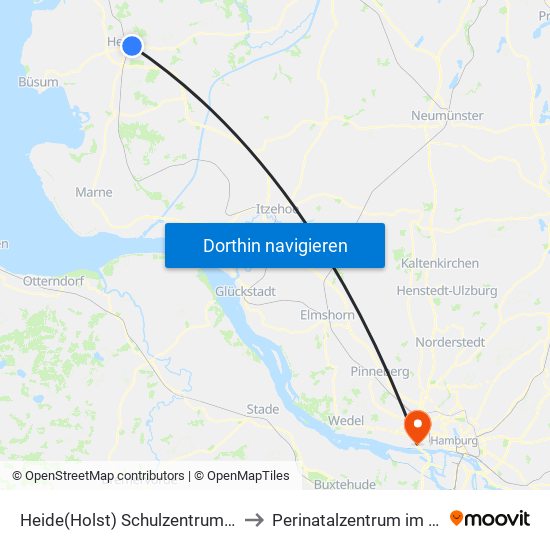 Heide(Holst) Schulzentrum Ost to Perinatalzentrum im Aka map