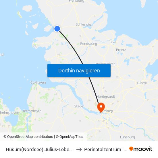 Husum(Nordsee) Julius-Leber-Kaserne to Perinatalzentrum im Aka map