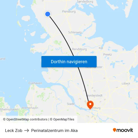Leck Zob to Perinatalzentrum im Aka map