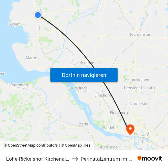 Lohe-Rickelshof Kirchenallee to Perinatalzentrum im Aka map