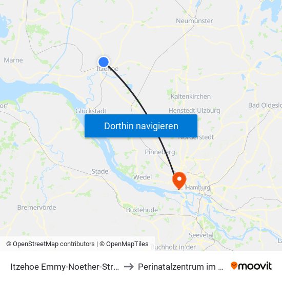 Itzehoe Emmy-Noether-Straße to Perinatalzentrum im Aka map