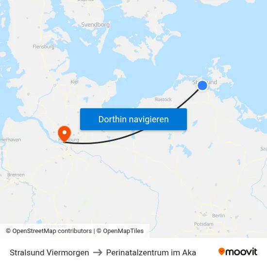 Stralsund Viermorgen to Perinatalzentrum im Aka map
