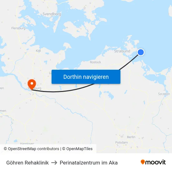 Göhren Rehaklinik to Perinatalzentrum im Aka map