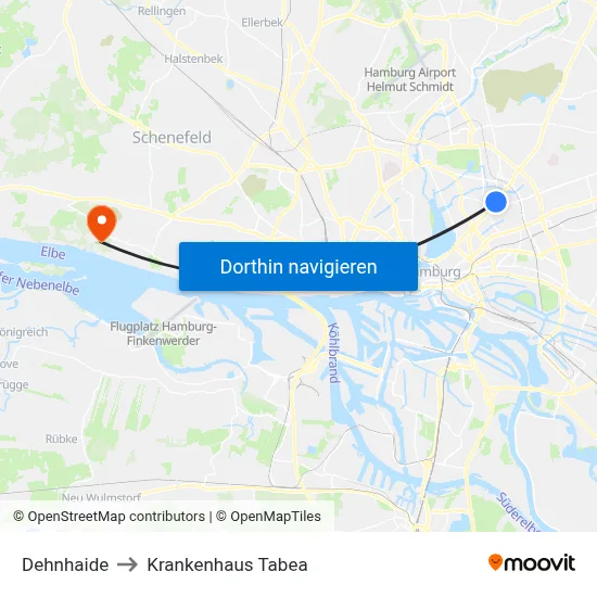Dehnhaide to Krankenhaus Tabea map