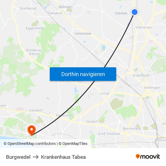 Burgwedel to Krankenhaus Tabea map