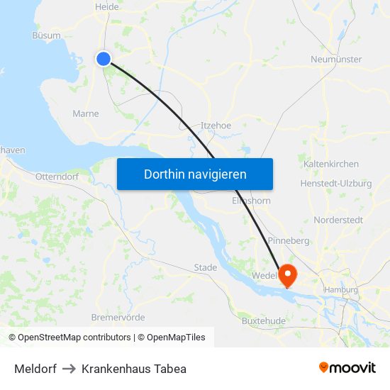 Meldorf to Krankenhaus Tabea map