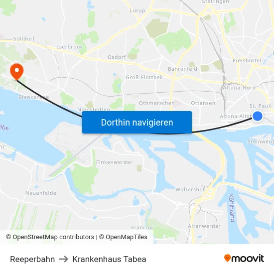 Reeperbahn to Krankenhaus Tabea map