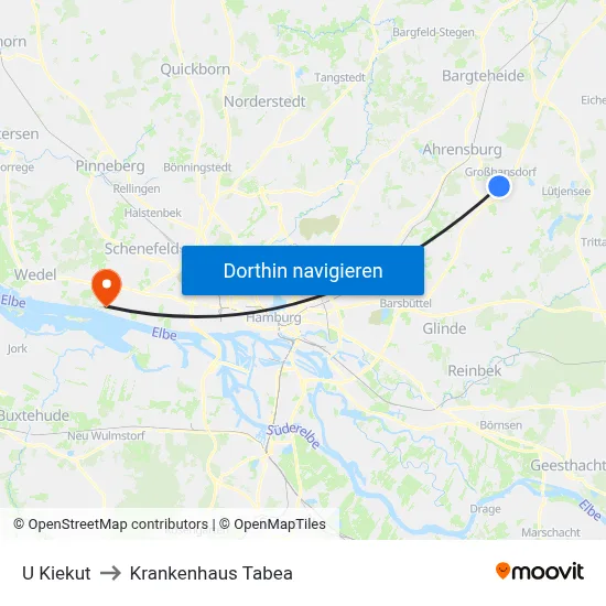 U Kiekut to Krankenhaus Tabea map